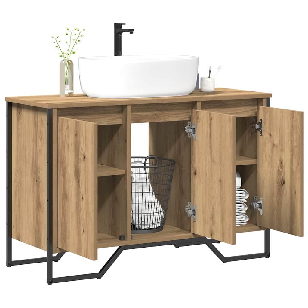 vidaXL Armadio per Lavabo da Bagno Rovere artigianale 91 x 35 x 60 cm