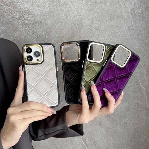 Coque antichoc velours 3D diamant blanc pour iPhone 14 couleur unie - 4