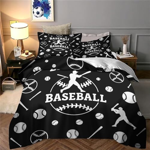 Housse de couette imprimée baseball microfibre 135x200 lit simple ado