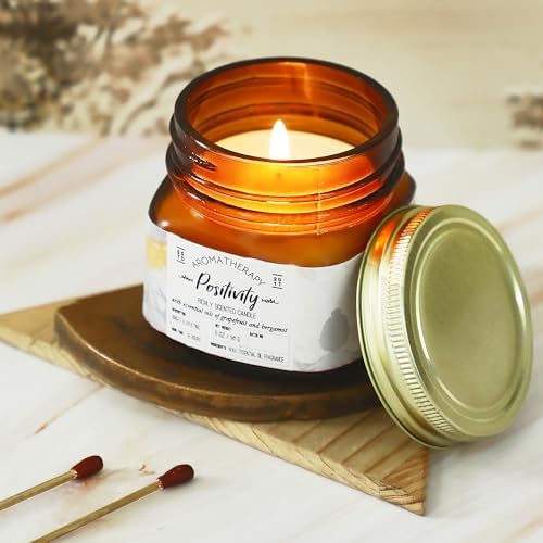 Image of Welburn Veda&Co Scented Wax Candle - Positivity I Aromatherapy Jar Candle for Home Decor | Enhance Your Mood | Enhance Your Space with Soothing Scents (35 Hours Burn Time, 141gm),