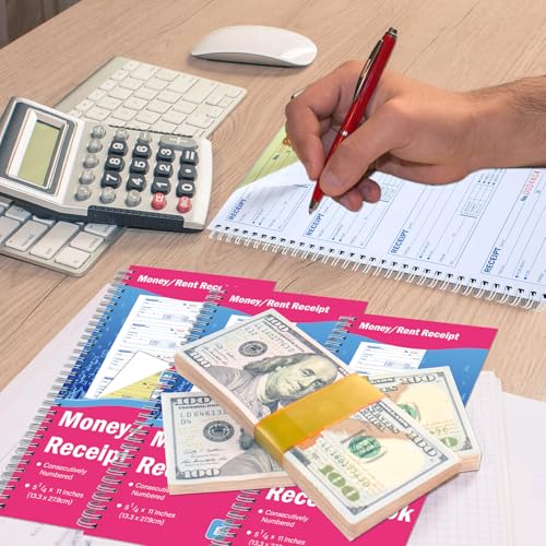 gisgfim 4 Pads Money and Rent Receipt Book with Spiral Bound Rent Receipt Book with 2 Part Carbonless Copies 5-1/4 x 11 Inch Cash Receipt Book Business Money Petty Cash Receipt Book 200 Sets Per Book by gisgfim - Used condition - Image 7