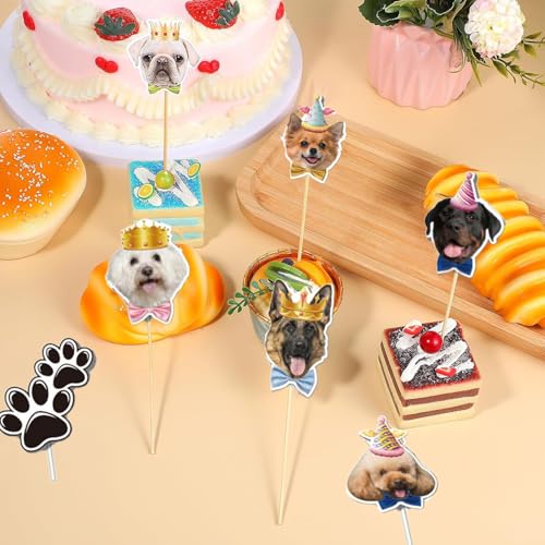 17 Stück Tortendeko und Happy Birthday Girlande, Dog Theme Torten Deko, Topp Die Torte für Mädchen Junge Haustier Party Deko