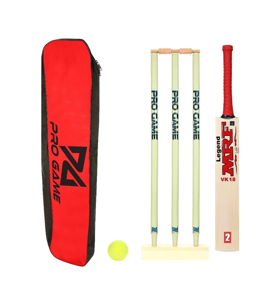 Pro Game MRF Cricket Kit - 1 Bat 3 Wickets 1 Base 1 Ball & 1 Kit Bag (Size 2 for 5-8Yr) (B0CH4MVF4F) Amazon Price History, Amazon Price Tracker
