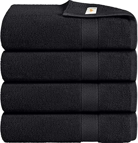 Bath Towels, Pack of 4, Egyptian Cotton Towel Set, 80 X 140 cm Highly Absorbent 500gsm (Grey)