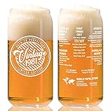 40th Birthday Gift For Men - 1981 Birthday Beer Gifts 20 Ounce 2-Sided Beer Can Glass - Vintage 1981 for a 40 Year Old - Funny Decoration for His or Her 40th Birthday - Unique Anniversary Party Gift