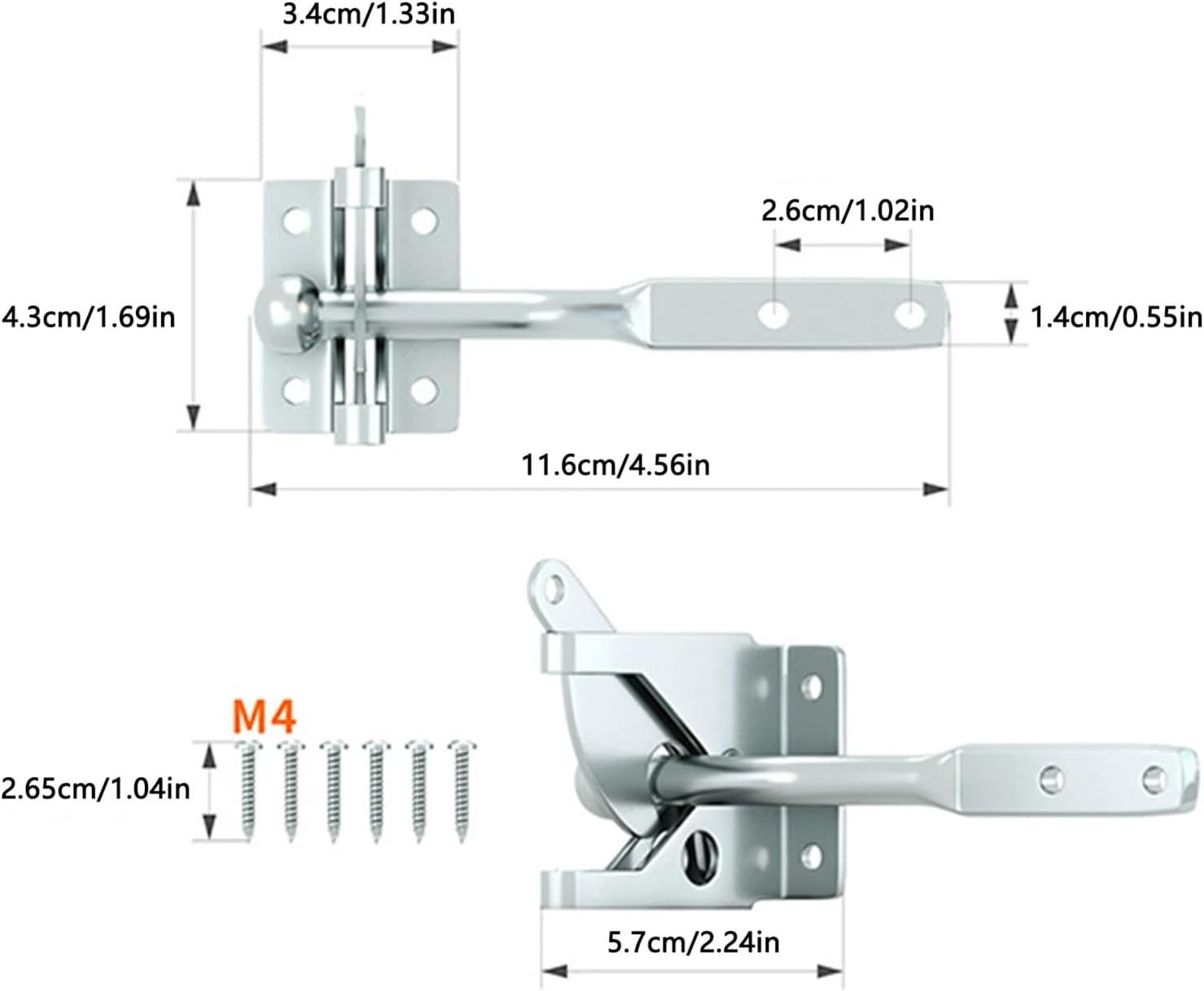 Steel Self-Locking Gate Latch, Rustic Fence Hardware for Garden, Pasture and Outdoor Wood Fences