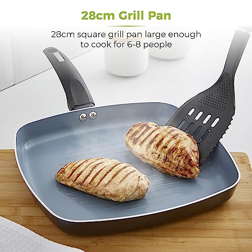 Tower Cerasure 28cm Grill Pan with Non-Stick Coating, Suitable for All Hob Types, Graphite - Image 4