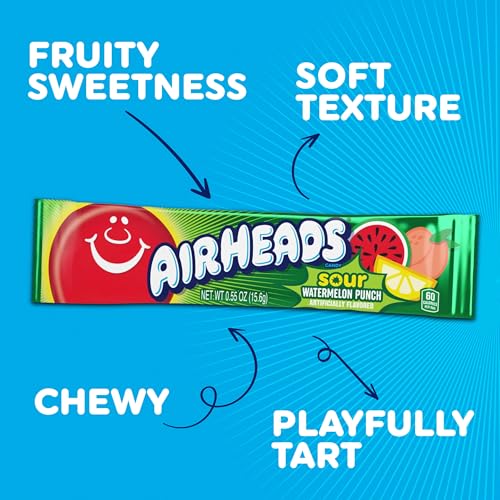Airheads Sour Full-Size Candy Bars, Taffy Variety Pack, 60 Count Box - image 4