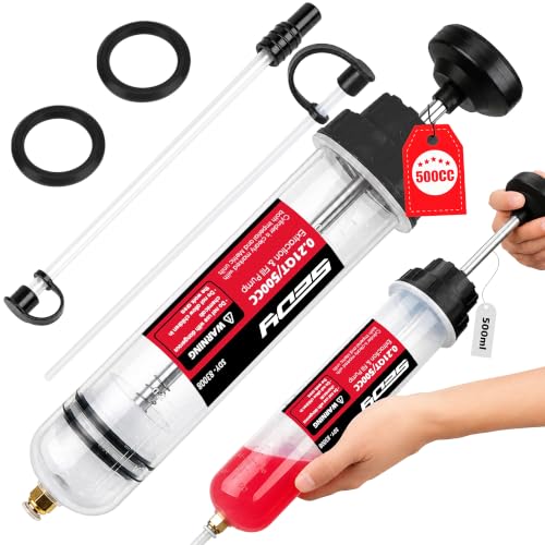 SEDY 500CC Fluid Extractor, Multi-Purpose Oil Syringe, Oil Suction Pump, Manual Extraction and Filling Pump, Automotive Oil Syringe(17.6 Oz./0.45 Qt./500 CC)