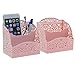 Saim 2Pcs Plastic Hollow Pattern Office Desktop Storage Organizer, Remote Control Cosmetic Phone Pen Pencil Holders (Pink)