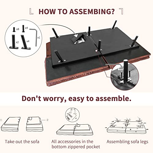 Opoiar Leather Futon Sofa Bed,Convertible Memory Foam Couch Bed,Futon Sets Daybed With Mattress Included,Folding Modern Sleeper Sofa Love Seat For Rv Car Living Room&Bedroom Small Space,Brown #TOP7