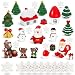 43 Pieces Christmas Miniature Ornaments Christmas Tree Snowman Small Bell Bear Hut Castle Snowflake Mini Ornaments for Christmas Party Decorations