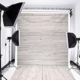 MOHOO 5x7ft Photography Background Photo Backdrops Silk White Wood Floor Props for Studio (Update Material)