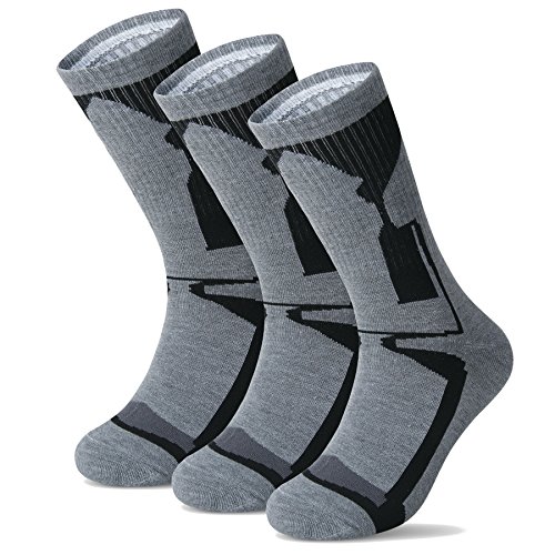 Herren Socken aus Baumwolle für Outdoor-Sport, Arbeit, Performance, klassisch, Crew Cushion Socken (3 Paar) Gr. One size, grau