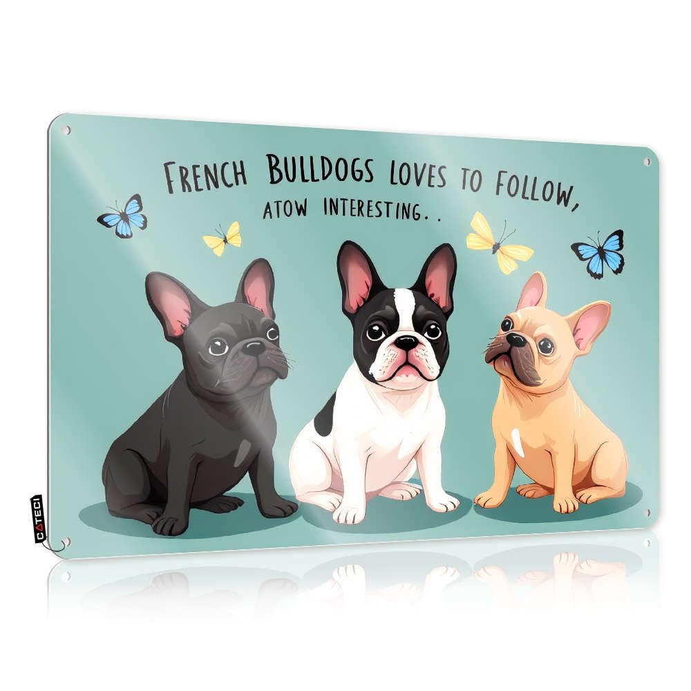 Fzfn Colour Posters Inappropriate Tiki Bar Decor Soft Area French Bulldogs Follow Butterflies. - Vintage Wall Decor For Cottage(30X40cm)