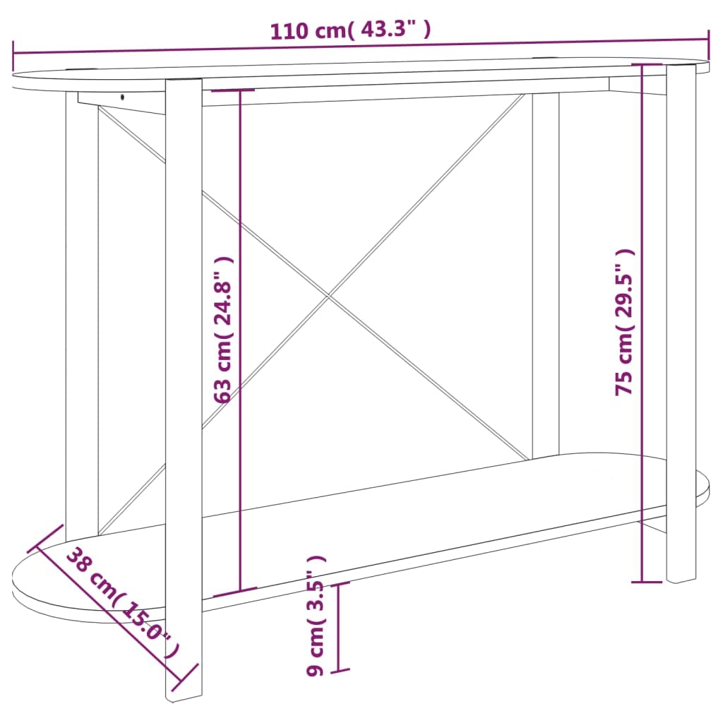 Mesa consola clásica de 110 x 38 x 75 cm de material de madera con patas de madera maciza, armario con amplio espacio de almacenamiento y práctica mesa para decoraciones, incluye