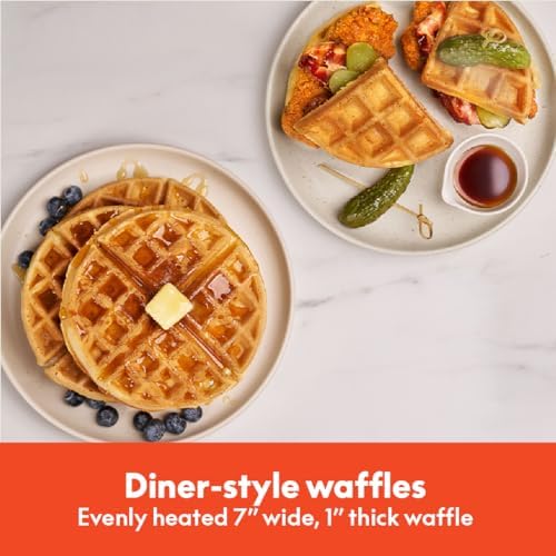 bella Flip-n-Store Waffle Maker with EverGood™ Ceramic Nonstick Coating, Fits-anywhere™ Kitchenware, Power Indicator Light, Cool Touch Handle & Cord Wrap, 7” Wide & 1" Deep Plates, 1000 Watt, Oatmilk - 4