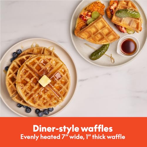 bella Flip-n-Store Waffle Maker with EverGood™ Ceramic Nonstick Coating, Fits-anywhere™ Kitchenware, Power Indicator Light, Cool Touch Handle & Cord Wrap, 7” Wide & 1" Deep Plates, 1000 Watt, Oatmilk by BELLA - Image 4