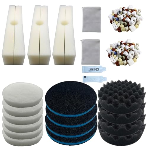 FAPBCC 26 Piece Fx6 Canister Filter Media Kit Replacement Compatible with Fluval Fx4/Fx5/Fx6 Aquarium Filters Including Upgraded 3-in-1 Carbon Pad Bio Foam Carbon Sponge Filter Ceramic Rings