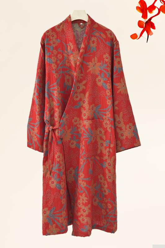 Japanischer Morgenmantel aus Musselin, Jacquard, für Damen, lässiges und atmungsaktives Nachthemd, Hotel Yukata für zu Hause, Kimono, Retro, gemütlich