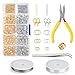 Produktbild FEPITO Schmuckherstellung Kit Anfänger Werkzeug Kit Schmuck Reparatur Kit Silber und Gold Karabinerverschluss Offene Binderinge und Pin Schmuck Zubehör Kit mit Zangen