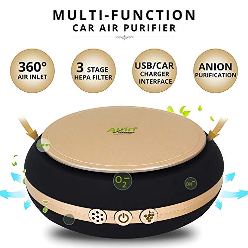 Image of AllExtreme AE-X02 Portable Mini Travel USB Car Air Purifier Negative Ions Ionizer Air-Freshener with HEPA Filter to Remove Odor Smell Bacteria and Allergen (4.2W)