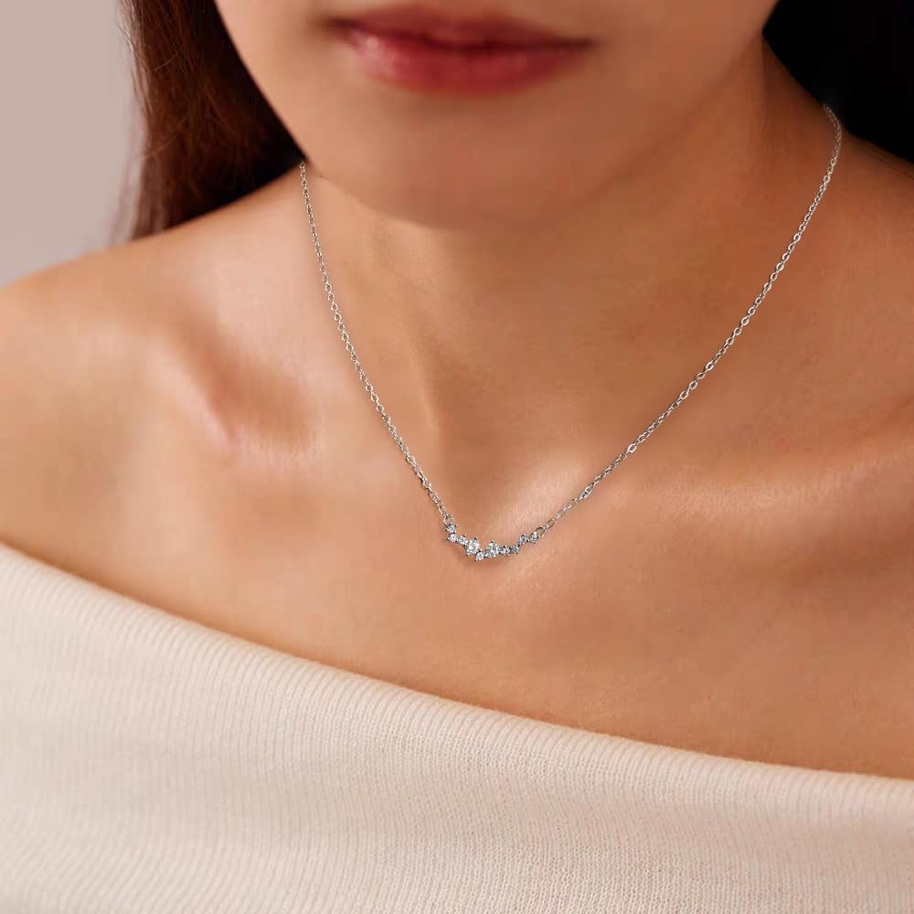 Crysdue Elegant Cubic Zirconia Pendant Necklace for Women, Simple Sparkly CZ Necklaces Trendy Jewelry - Image 2