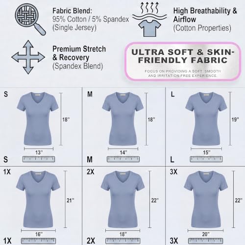 Emmalise Women's Short Sleeve T Shirt V Neck Tee Value Set (2Pk, Deep Jungle, White, 1XL) by Emmalise - Used condition - Image 6