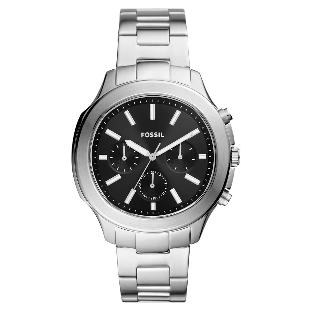 Back view of Fossil BQ2589 watch with stainless steel band and clasp