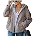 Giacca calda con cappuccio e cerniera cardigan tasca cardigan, Grigio, M