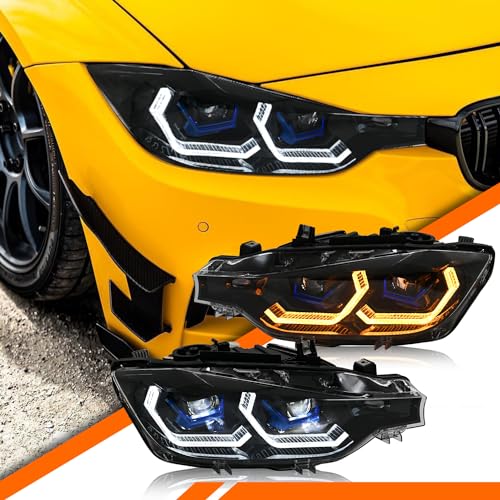 COOLDNA Headlights for 2013-2018 BMW F30 F31 320i 328i 330i 340i 3 Series 4dr sedan Front Lamp (For Halogen Model)