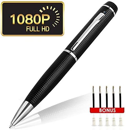 HD 1080P Hidden Camera Spy Pen Camera. Real HD Video, Voice with Updated Battery. Executive Multifunction DVR. Plug and Play (Silver&Black)