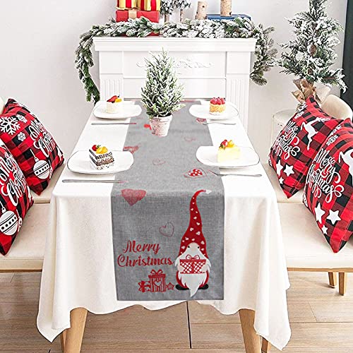 FYJS Chemin de Table brodé en Lin, Chemin de Table de Noël, utilisé dans différentes scènes, 36 x 183 cm, Père Noël Cover