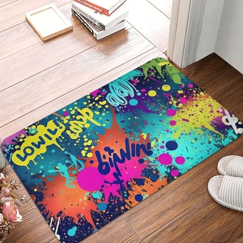 Front Door Mat Indoor Outdoor Doormat Welcome Mat Non-Slip Colorful Spray Pattern for Entryway Indoor Entryway Porch Bathroom Rug 16x24