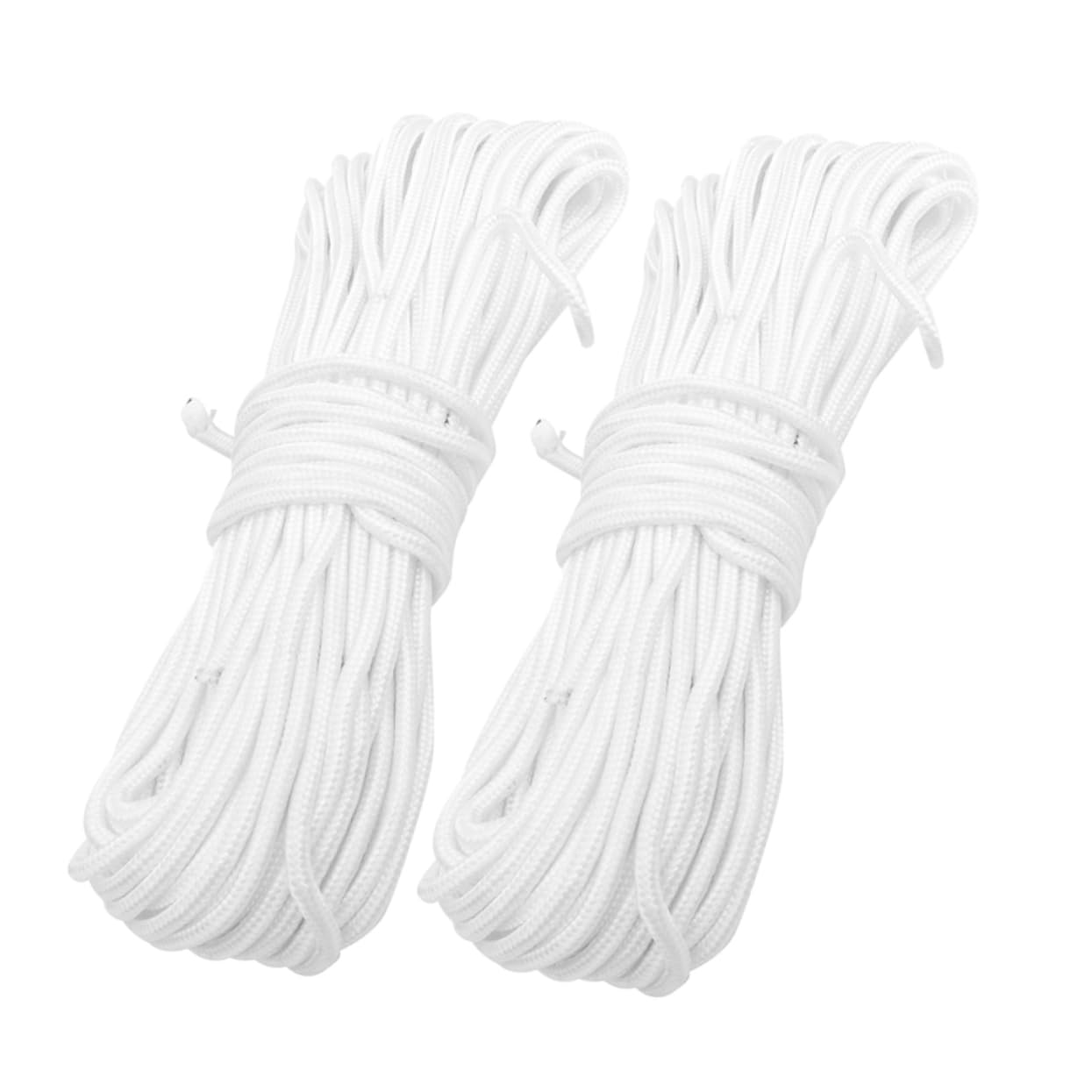 Corda Intrecciata in Nylon Bianco 2 Pezzi 6mm per Stendibiancheria | Uso Outdoor e Fai da Te, Adatta ad Attività in Campeggio e Filo da Esterno