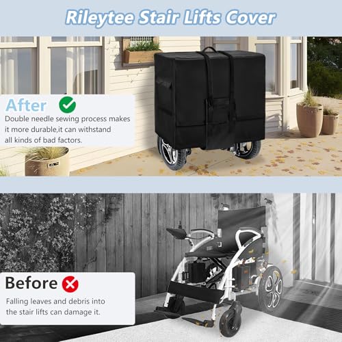 Rileytee Foldable Wheelchair Travel Bag for Airplane,Heavy Duty 600D Waterproof Dustproof Portable Folding Electric Wheelchair Covers for Travel - Image 8