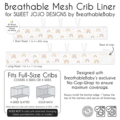 Sweet Jojo Designs MESH-BOHORAINBOW-PRT + Breathablebaby Boho Rainbow Girl Breathable Mesh Crib Liner Baby And Infant thumb #5
