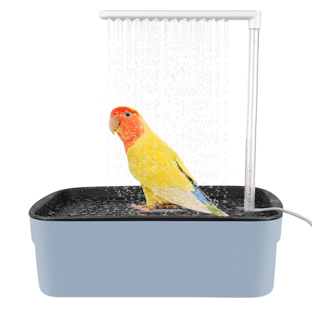 LUFEIS Bird Bath, Automatic Water Circulation with Multiple Water Outlets, Parrot Shower Bath