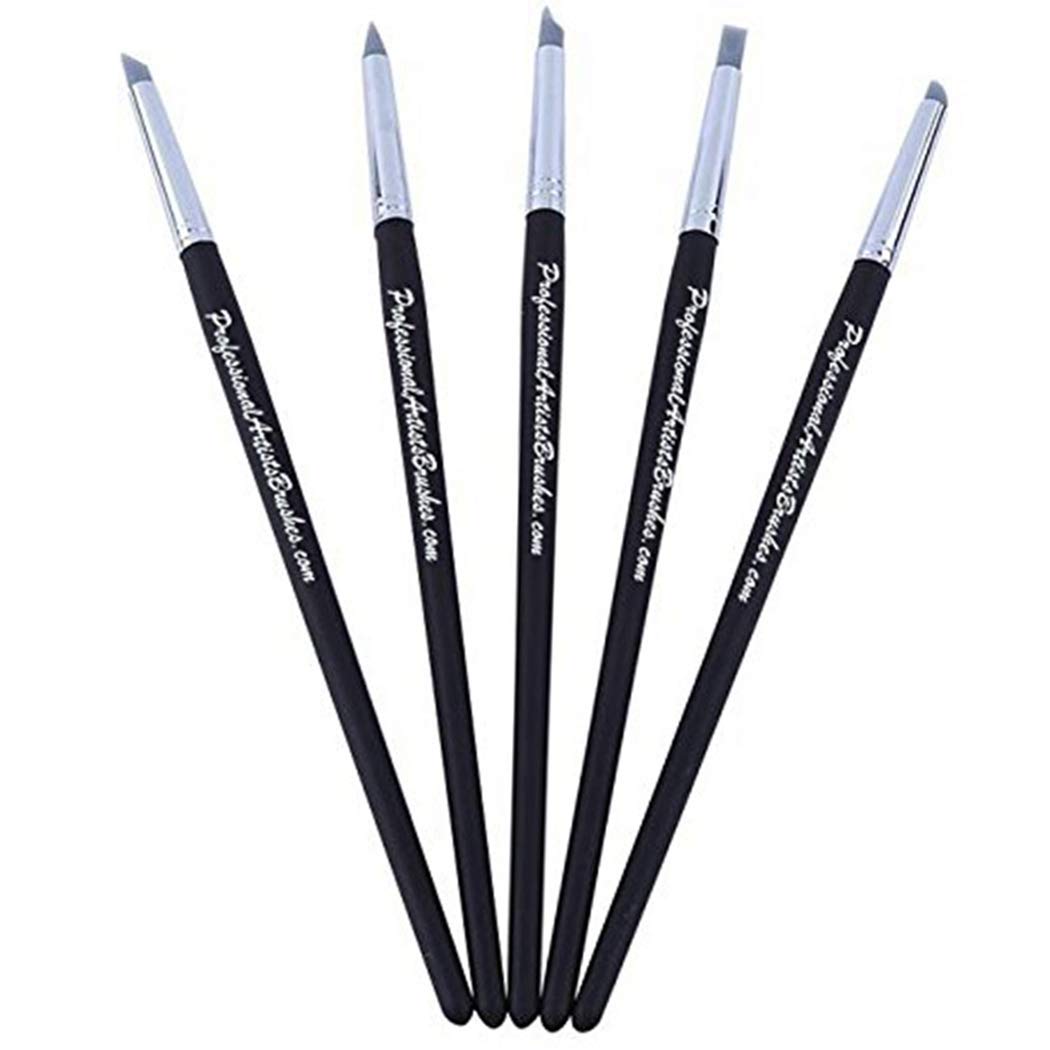 Ubersweet® Imported Silicone Shapers 5Pcs Clay Color Sculpting Shapers Clay Flexible Rubber Tip Shaping Pen Wipe Out Painting Brushes Car One Size Black 8mm_141853