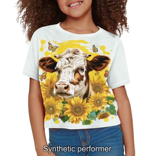 Image of 4th of July Shirt for Girls 7-8 Years US Flag Crop Tops Kids Outfit Independent Day Graphic Tee-