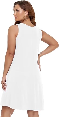 Miniatura 3 de BELAROI Vestidos de verano para mujer, camiseta de playa, cuello en V, casual, con vuelo, sin mangas, vestido de traje de baño, con bolsillos