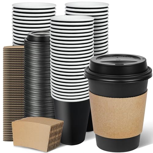 Ginkgo 100 Pack 12 oz Disposable Coffee Cups with...
