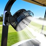 Katgogoo Magnetic Golf Cart Fan with Misting & Light