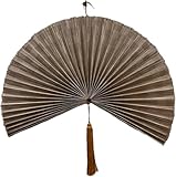 MadeTerra S Bamboo Folding Fan Wall Decor - Handwoven Natural Fiber Asian Art Hanging for Rustic Farmhouse, Feng Shui, & Unique Gift - Made in Vietnam (Large)