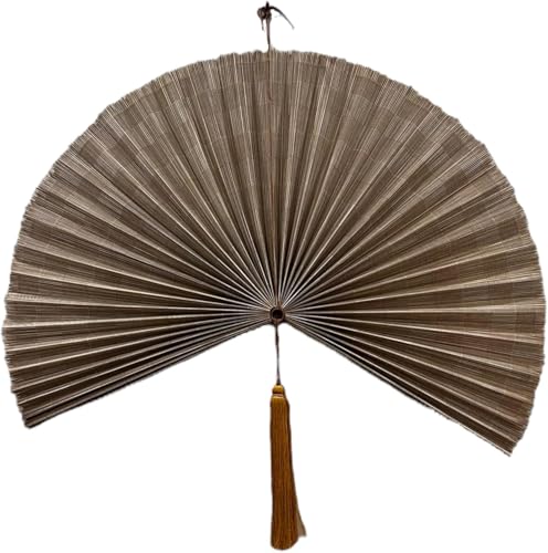 MadeTerra S Bamboo Folding Fan Wall Decor - Handwoven Natural Fiber Asian Art Hanging for Rustic Farmhouse, Feng Shui, & Unique Gift - Made in Vietnam (Large)
