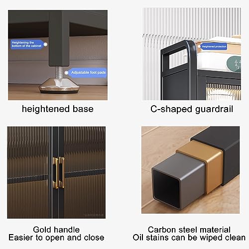 5 Tier Kitchen Baker's Rack with Flip Door Cabinet and Pegboard Accessories for Garage Pantry Home Kitchen Organization Metal Storage Shelves for Spices Pots and Pans (Svart Size)