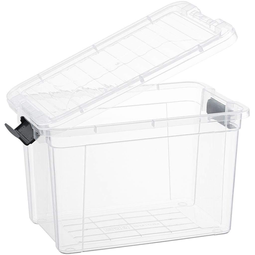 Superio 12 Qt transparente Kunststoff-Aufbewahrungskörbe mit Deckel und Verriegelungen, Organisationsbehälter, stapelbare Kunststoff-Tragetasche für Haushalt, Garage, Handwerk und Zubehör, 2 Stück