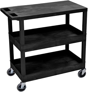 LUXOR EC211-B 32" x 18" Cart - Two Tub/One Flat Shelves
