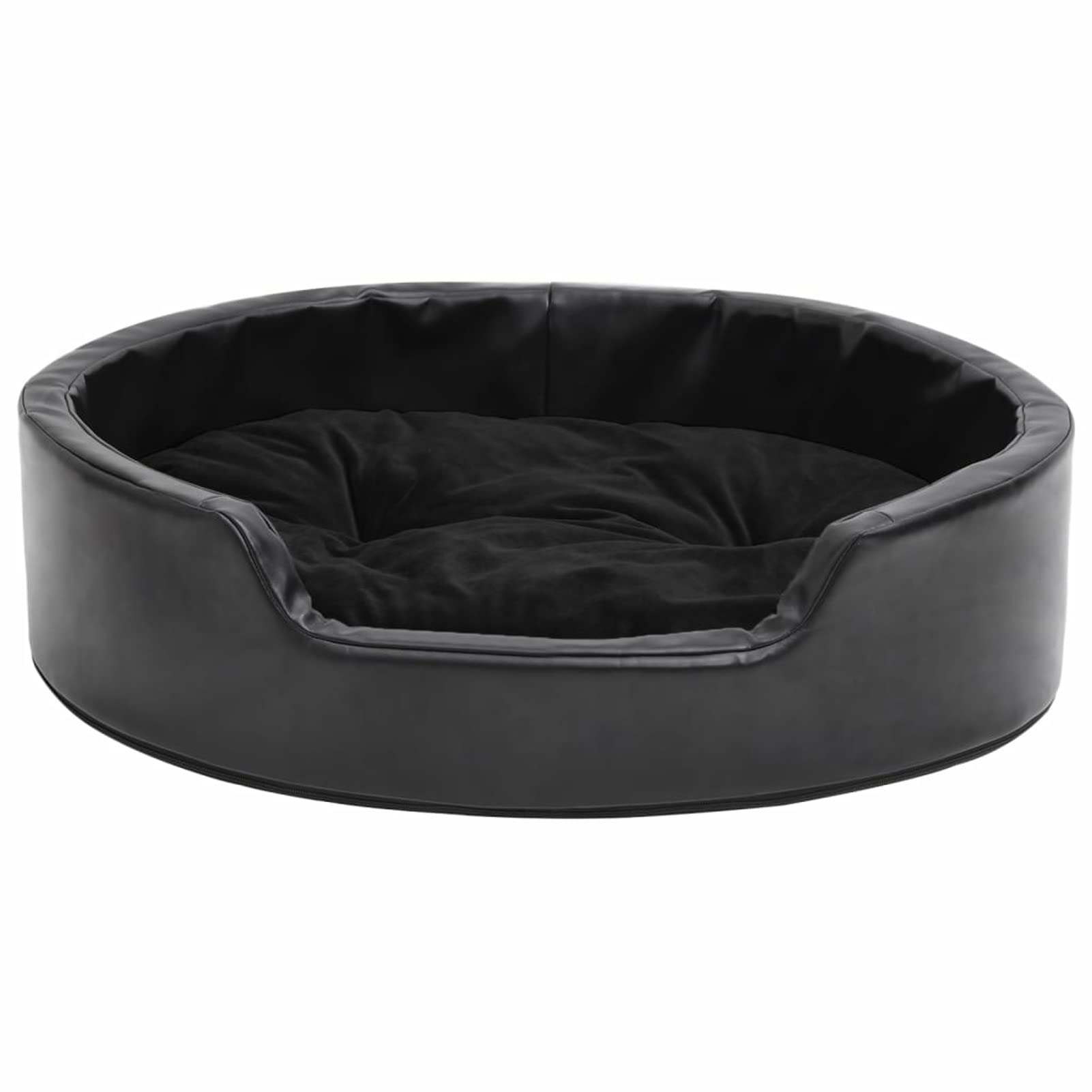 ZHOUMIN Cama para Perros, Sofa Perro, Colchon Perro, Sofá Cama para Mascotas, Felpa y Cuero sintético Negra 69x59x19 cm