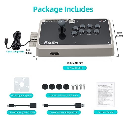 MAYFLASH Arcade Stick F500 Elite avec boutons et joysticks Sanwa pour Xbox Series S/X, Xbox One, PS4, PS3, Switch/Switch 2, Android, Windows, macOS et autres – vue 3